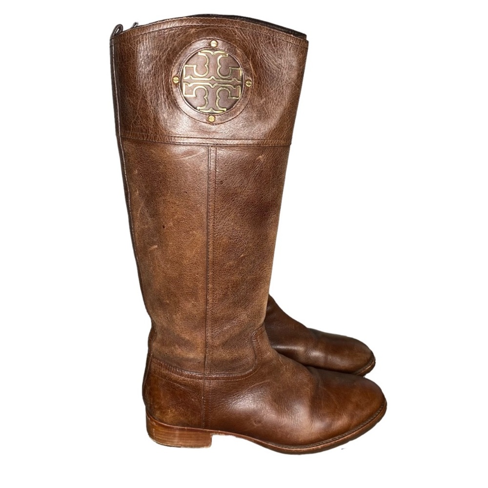Tory Burch Ashlynn Leather Riding Boots 10 Almond
